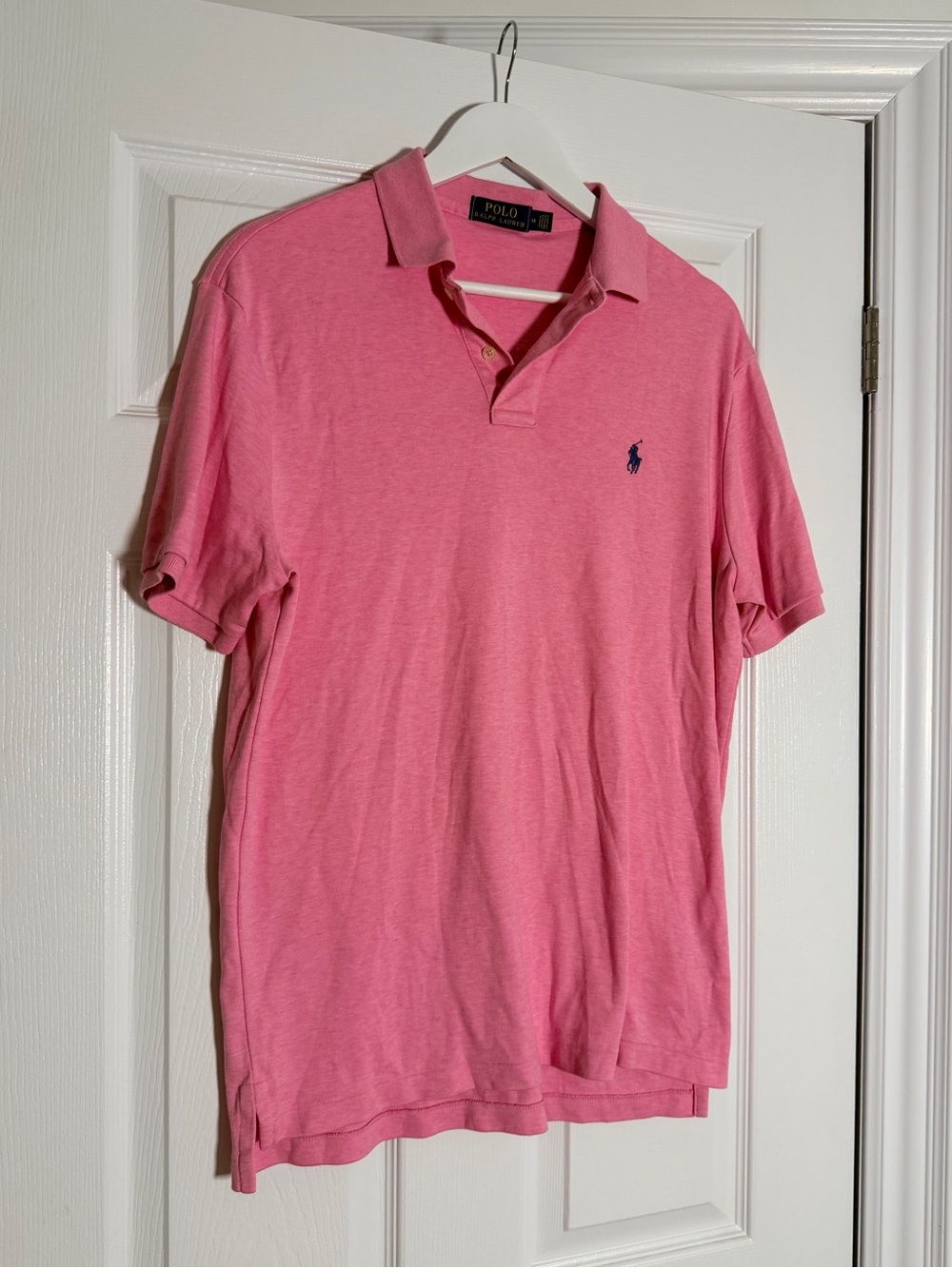 Polo Ralph Lauren Pink Short Sleeve Polo Shirt Navy Pony Logo Size M